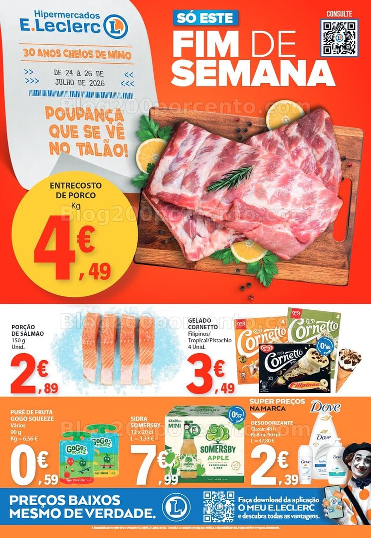 Antevisão Folheto E-LECLERC Promoções Fim de Semana - 24 a 26 julho